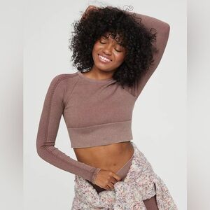 Aerie S Set OFFLINE Big Chill Seamless Long Sleeve T-Shirt workout matching legg